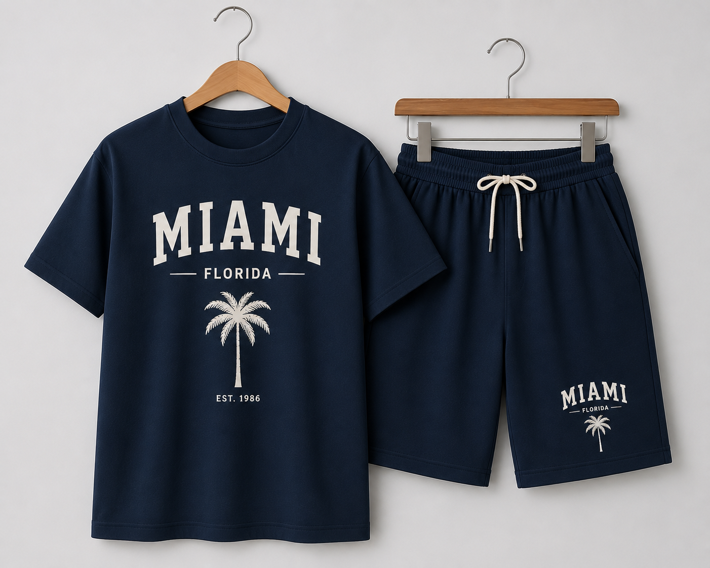 Men’s Miami Palm Graphic T-Shirt & Shorts Set